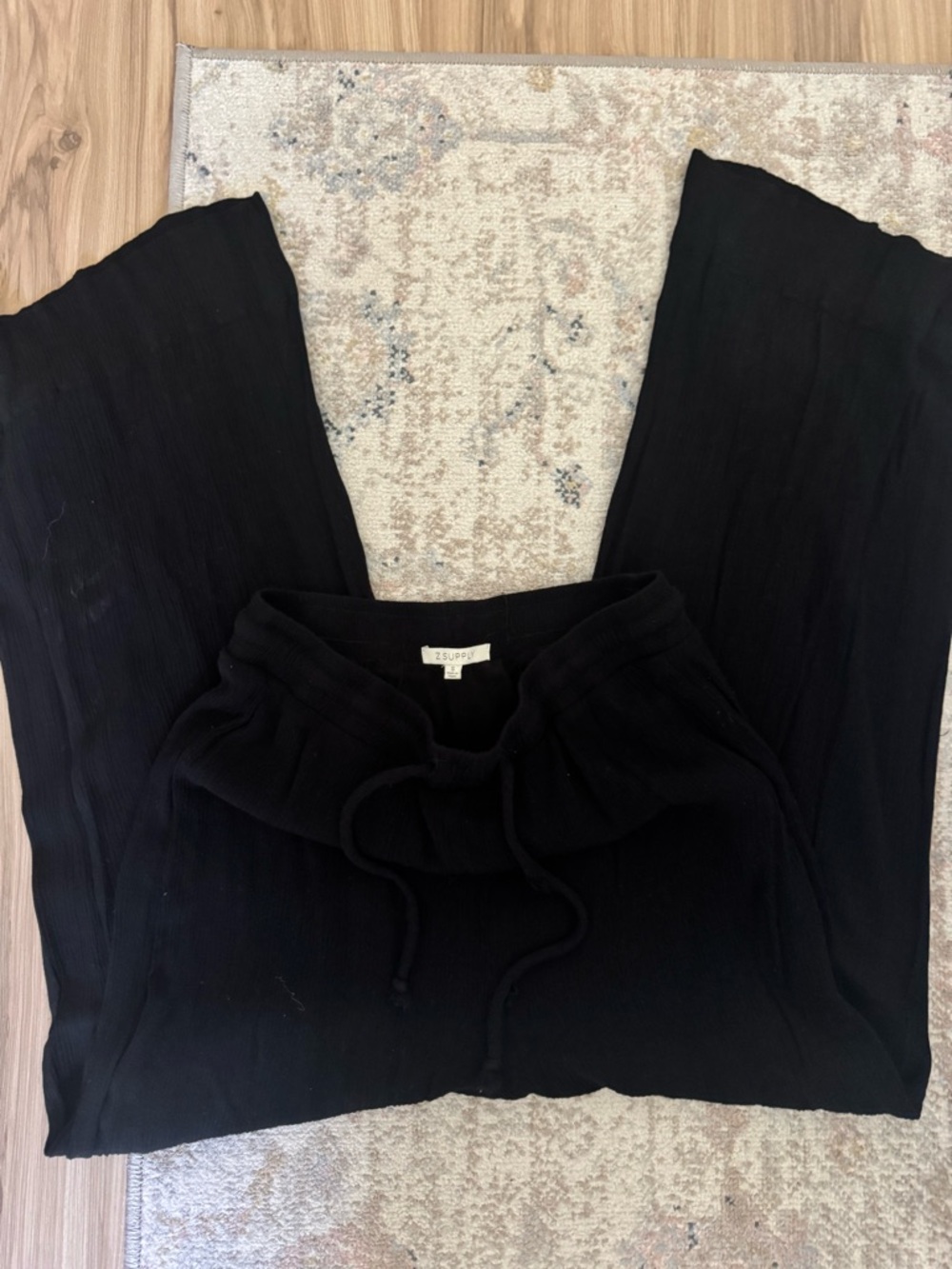 Z Supply Black Drawstring Wide-Leg Pants